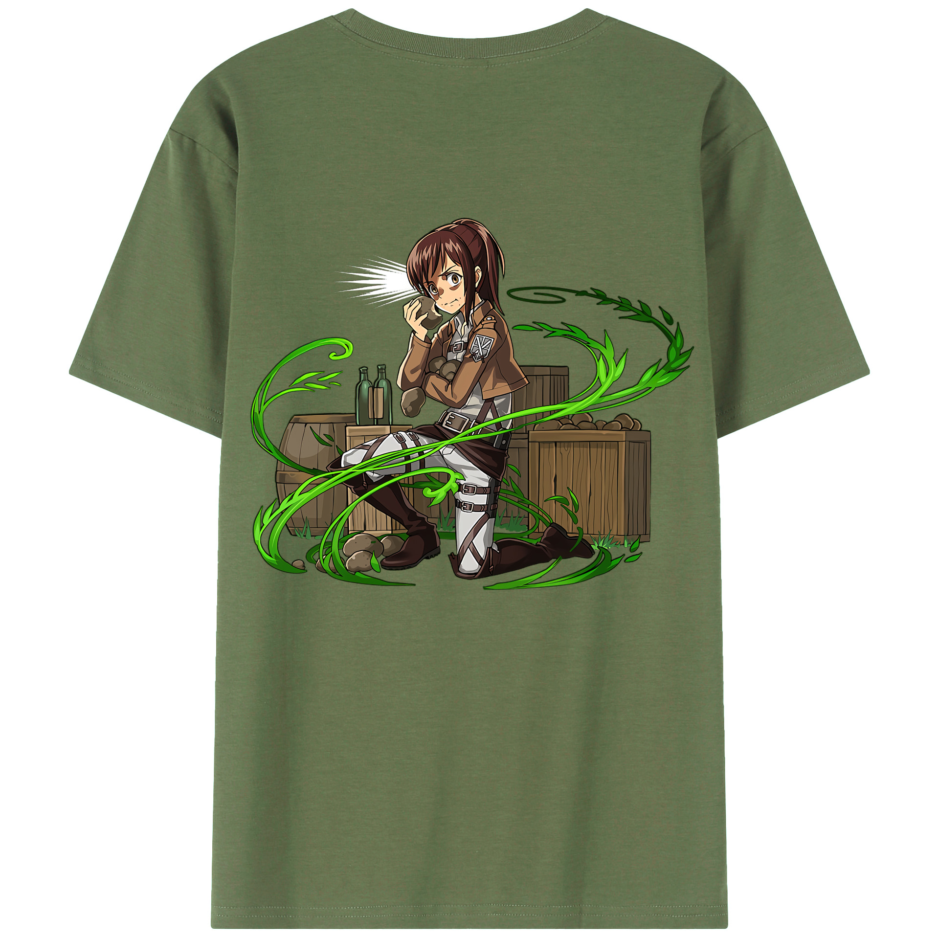 （画像用） 進撃の巨人 サシャ·ブラウス Attack on Titan Sasha Blaus 綿100％ メンズ半袖Tシャツ（バックプリント） 通気性
